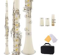 KLKL Clarinete B Flat 17-Key Clarinet Clarinet Instrumento Milky White Bakelite Clarinet con Equipaje Clarinete estándar