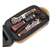 KLKL Clarinete Cocobolo Madera Professional Clarinet BB Redwood Silver Plateado Keys SIB Klarnet Luna Clarinete estándar