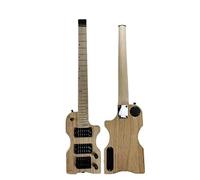 Klkl Mástil guitarra Mini Guitarra Eléctrica Sin Cabeza De 30 Pulgadas, Cuerpo De Madera De Fresno, Mástil De Arce Canadiense, 6 Cuerdas, 24 Trastes,Perno, Bolsa De Cinturón De Color Natural Mate guit