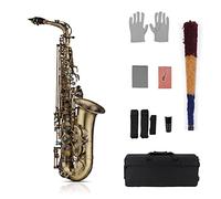 KLKL Saxofones Acabado Antiguo De Alto Grado EB E-Flat Alto Saxophone Sax Shell Key Thane Pattern Woodind Instrumento con Guantes De Caja Saxofón Principiantes