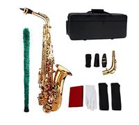 KLKL Saxofones Top Calidad EB Be Alto E Flat Saxophone Sax Sax Patrón Tallado Boquilla de plástico con Guantes Limpieza Paño Cepillo Correas Saxofón Principiantes