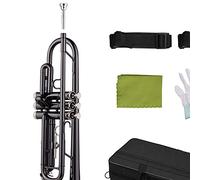 KLKL Trompetas estándar Sistema De Trompeta BB Black Black Black para Estudiante para Principiantes con Correas De Caja Fuerte Guantes De Boquilla Paño De Pulido