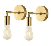 KlkrzJwy Aplique de Pared de baño de latón Cepillado Vintage Lámpara de Pared Industrial Poste de Montaje en Pared Accesorio de iluminación E27 Accesorio de luz