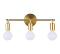 KlkrzJwy Aplique de Pared de baño Dorado, 3 Luces, lámpara de Pared Industrial Moderna de tocador, Accesorio de iluminación de Montaje en Pared de Poste de latón Cepillado