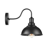 KlkrzJwy Aplique de pared industrial vintage, aplique de pared de granero con cuello de cisne negro, lámpara de pared de metal montada en la pared para sala de estar, baño, dormitorio, pasillo, porche