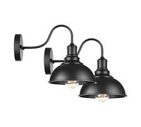 KlkrzJwy Aplique de pared industrial vintage, aplique de pared de granero con cuello de cisne negro, lámpara de pared de metal montada en la pared para sala de estar, baño, dormitorio, pasillo, porche
