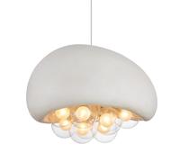 KlkrzJwy Lámpara Colgante Blanca Lámpara Colgante de Arte Creativo Moderno Lámpara Colgante Ajustable E27 Lámpara Colgante de Techo de poliestireno para Mesa Sala de Estar Dormitorio Pasillo