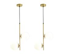 KlkrzJwy Lámpara de Noche de línea Larga de 2 Luces Luces Colgantes de Vidrio esféricas Lámpara Colgante de Barra de Altura Ajustable Lámpara Colgante de Techo Dorada Base E27 para Sala de Estar