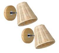 KlkrzJwy Lámpara de Pared Japonesa Sencilla, Luces de Pared Tejidas de Mimbre, Apliques de Pared Decorativos para mesita de Noche, luz montada en la Pared de Granja para Loft