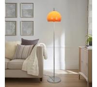 KlkrzJwy Lámpara De Pie De Cristal Con Forma De Globo De Mediados De Siglo, De 63,4", De Hierro Cromado, Alta, De Cristal Naranja Con Interruptor, Regulable E26, Ideal Para Sala De Estar Y Estudio.