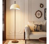 KlkrzJwy Lámpara De Pie De Lino De 66.1", Estilo Wabi-sabi, De Tela Color Pomelo, Regulable E26, De Hierro Dorado, Para Sala De Estar, Dormitorio, Estudio Y Comedor.