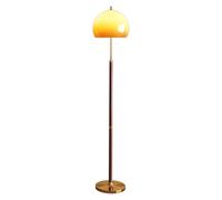 KlkrzJwy Lámpara de pie Retro Francesa de 160 cm, de Madera, con Pantalla de Vidrio Naranja, de Hierro galvanizado, para Dormitorio, con Interruptor de pie, Ideal para aulas y dormitorios