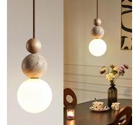 KlkrzJwy Luces Colgantes de travertino Amarillo nórdico Lámpara Colgante de Vidrio WABI-sabi Mini iluminación Colgante de Noche Lámpara LED de 3000 K Lámparas Colgantes Ajustables para Dormitorio