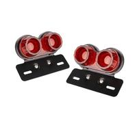 KLKWSFGFZK Luz Trasera Moto Con Soporte De Matrícula Luz Trasera LED Universal Para Motocicleta Señal De Giro Freno Integrada Con Soporte Placa Matrícula 12V Impermeable(2 x Red Lens)