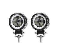 KLKWSFGFZK Proyectores LED Moto Faro LED Antiniebla De 3 Pulgadas Luz Trabajo Auxiliar Con Lente DRL Cuadrada Y Redonda Para Motocicleta 12V 24V Lámparas Antiniebla(2x Round White Halo)