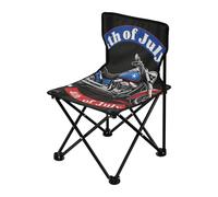 KLL 4 de julio, locomotora negra, plegable, resistente, para camping, ultraligera, compacta, incluye bolsa de transporte, silla de pesca en hielo con respaldo para picnic al aire libre