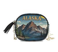KLL Alaska - Bolso cruzado lateral con ilustración vintage para hombre, cómodo, con ranuras para tarjetas de crédito, casual, para el pecho, para ir de compras