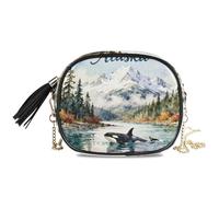 KLL Alaska Scenery - Mini bolso cruzado para mujer, cómodo, con ranuras para tarjetas de crédito, bolso negro para llevar a caminar