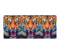 KLL Alfombrilla de ratón y teclado de color neón Cool Tigers para computadora de escritorio, alfombrilla de mouse de 31.5 x 11.8 pulgadas
