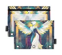 KLL Angel Tarot - Estuche transparente para lápices con 3 anillas y 3 agujeros para suministros de papelería escolar