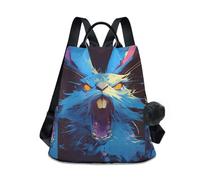 KLL Blue Horrible Rabbit Dark Pop Art Fashion - Mochila universitaria de moda para mujer, para viajes, trabajo, uso diario con llavero de pompón