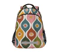 KLL Boho Chic Wave Line Daisy - Mochila de karate para niños con correa para el pecho, bolsas para libros para niños y niñas de sexto grado