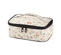 KLL Bolsa de almuerzo pequeña con diseño de flores de vaca, color beige, para oficina, trabajo, fiambrera para hombres, con asa, estampado de cachemira en el paraíso