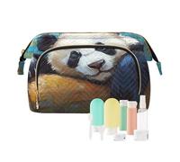 KLL Bolsa de cosméticos con diseño de panda durmiendo con pintura al óleo, bolsa de medicina para mujer, monedero para artículos de aseo y viajes
