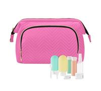KLL Bolsa de viaje ligera para cosméticos, bolsa de almacenamiento de maquillaje, bolsa de viaje para kit de viaje, rosa intenso, rosa intenso, 10.2 x 5.9 x 6.7 pulgadas, hot pink, 10.2x5.9x6.7 inch