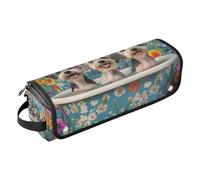 KLL Bolsa de viaje para herramientas para el cabello, resistente al calor, para rizador, plancha de pelo, secador de pelo, diseño de dibujos animados en miniatura Schnauzer de perros, bañera retro