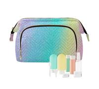 KLL Bolsa de viaje portátil para cosméticos para mujeres y mujeres, monedero para viajes, baño, papel de purpurina arcoíris iridiscente, 10.2 x 5.9 x 6.7 pulgadas, Brillantina iridiscente arcoíris,