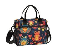 KLL Bolsas aislantes ajustables con diseño de rana mexicana para San Valentín, con correa para el hombro, bolsa de almuerzo para adolescentes y niñas, para exteriores, bolsa para comida