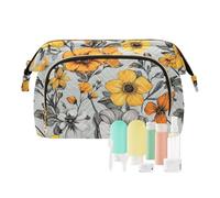 KLL Bolsas de cosméticos de color plateado, diseño de flores de verano, rosas, mariposas, bolsas de cosméticos grandes, 18, 1 size