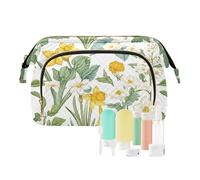 KLL Bolsas de cosméticos de color plateado, diseño de flores de verano, rosas, mariposas, bolsas de cosméticos grandes, 10, 1 size