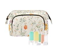 KLL Bolsas de cosméticos de color plateado, diseño de flores de verano, rosas, mariposas, bolsas de cosméticos grandes, 15, 1 size