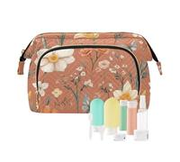 KLL Bolsas de cosméticos de color plateado, diseño de flores de verano, rosas, mariposas, bolsas de cosméticos grandes, 7, 1 size