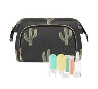KLL Bolsas de cosméticos portátiles de viaje para mujer, bolsas de cosméticos para bolso de viaje, baño, cactus occidental, bohemio, cactus mexicana, cactus occidental, boho, cactus mexicana, 10.2 x