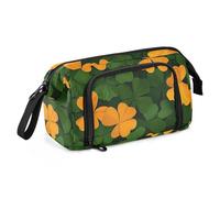 KLL Bolsas para lápices de trébol de San Patricio naranja y verde, bolsa de papelería de gran capacidad con asa para la escuela preparada imprescindible