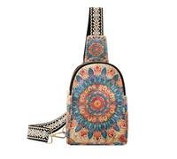 KLL Bolso bandolera de piel con diseño de mandala y pavo real, estilo bohemio, retro, para viajes