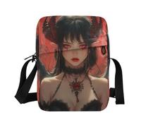 KLL Bolso bandolera de piel vegana estilo anime Demonic Beauties, bolso cruzado de hombro casual