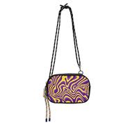 KLL Bolso cruzado Trippy West de líneas moradas y amarillas para mujer, a la moda, con correa ajustable, casual, para teléfono, con fecha