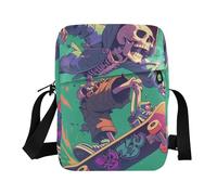 KLL Bolsos de mensajero Colorfu con diseño de esqueleto humano de dibujos animados, estilo graffiti, para mujer, de cuero vegano, cruzados, informales, para mujer