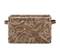 KLL Brown Line Art Rose - Canastas de almacenamiento impermeables con asa resistente, paquete de 2 unidades para suéter de estante