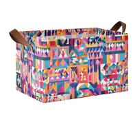 KLL Canasta de almacenamiento decorativa con asas y forma geométrica bohemia de colores ricos para organizar ropa, juguetes, guardería, paquete de 2