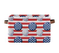 KLL Cestas de almacenamiento de Flag Golfs Independence del 4 de julio y cestas de almacenamiento impermeables con asa resistente, lindo paquete de 2 para colcha de garaje