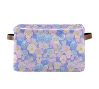 KLL Cestas de almacenamiento de flores de pensamientos azul claro y rosa, cestas de almacenamiento plegables e impermeables con mango resistente, cubículos para decoración de decoración, paquete de 2