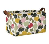 KLL Coloridas hojas de frutas ilustración cestas de almacenamiento grandes con asas cubos de almacenamiento de tela para libros y ropa sala de estar, paquete de 2 cajas para organizar cosas