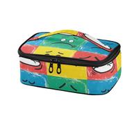 KLL Colorido estilo pop art cara iconos diseñado bolsa aislada trabajo mujer lonchera con asa bolsos para loncheras de mujer