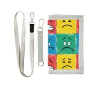 KLL Colorido estilo pop art cara iconos tríptico hombres cartera para mujer única y resistente carteras para hombres con cordón