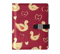 KLL Cuaderno de composición forrado de cuero con rayas universitarias en espiral para trabajar portátil en forma de corazón decoración amor negro rosa San Valentín 6.7 x 9.2 pulgadas